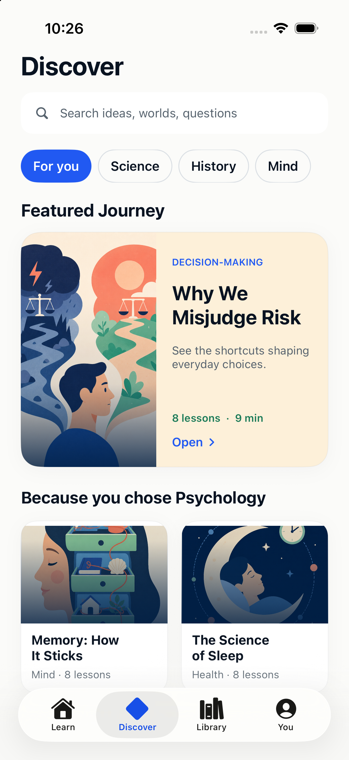 Journey discover screen